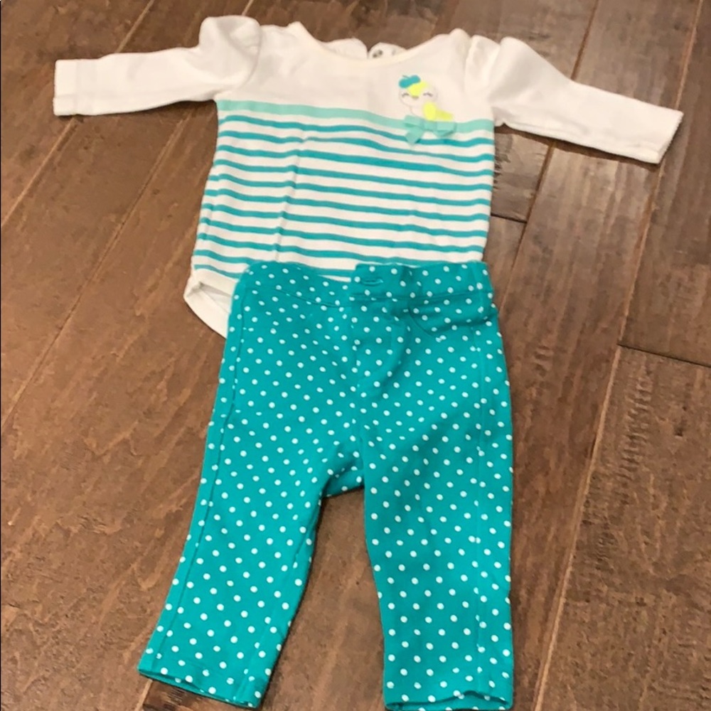 3-6 month Gymboree onesie with 3-6 m Cherokee pant